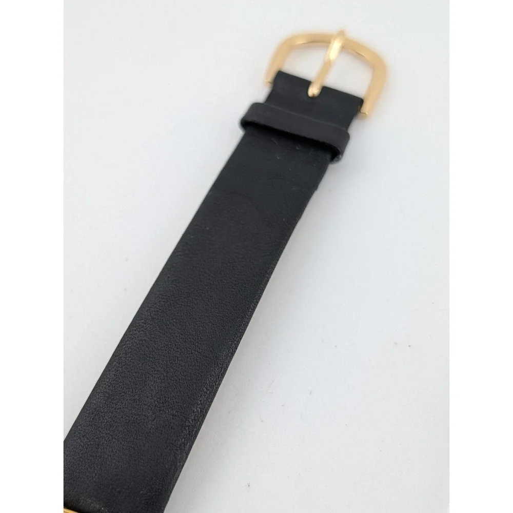 Vintage Xanadu Women's Watch 33mm Gold Case Crystal Bezel Black Band New Battery